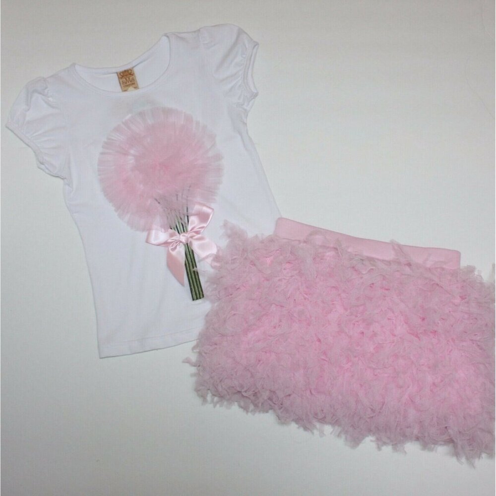 Mia Belle Baby Girl's Couture Birthday Party Tutu Dandelion Flower Outfit 5 NWT